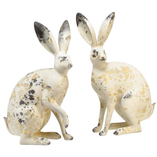 Floristik24 Rabbit Sitting Vintage Gold Beige Table Decoration Easter H35.5cm 2pcs