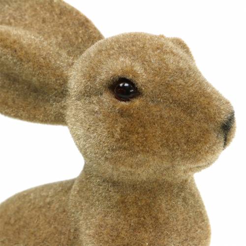Product Easter decoration bunny sitting flocked brown H19cm 2 pcs