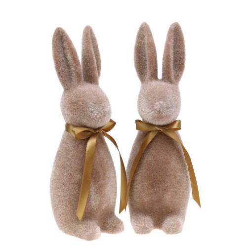 Floristik24 Bunny flocked brown 30cm 2pcs