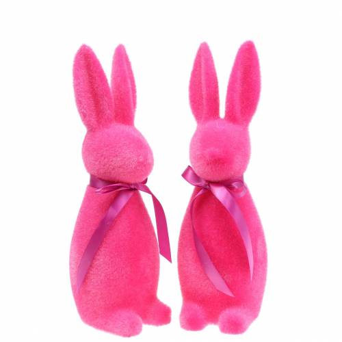 Floristik24 Rabbit flocked pink H30cm 2pcs