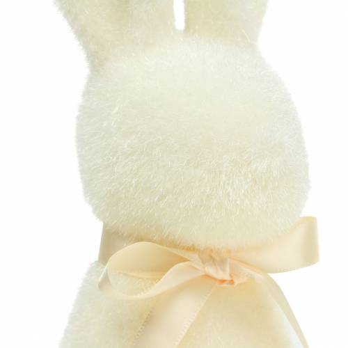 Floristik24 Bunny flocked white cream H30cm 2pcs