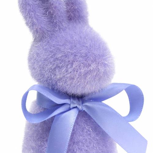 Floristik24 Rabbit flocked lilac purple 16cm 4pcs