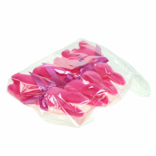Floristik24 Bunny flocked pink 16cm 4pcs
