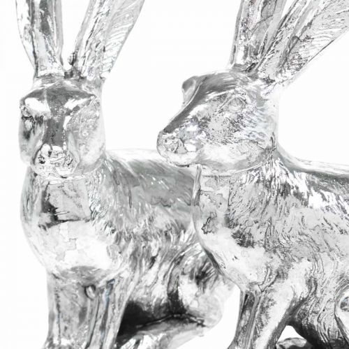 Product Easter Bunny Sitting Silver Rabbit Decorative Figure Easter 13cm 2pcs