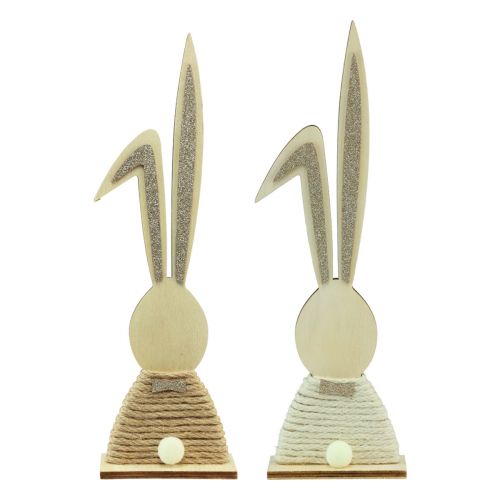 Product Bunnies with glitter wooden bunnies table decoration Easter H36cm 2pcs
