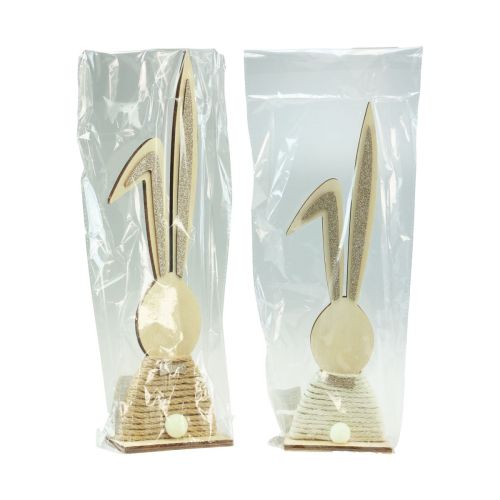Product Bunnies with glitter wooden bunnies table decoration Easter H36cm 2pcs