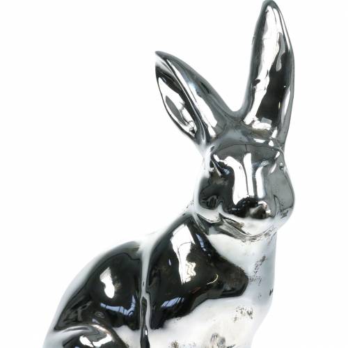 Product Bunny silver antique H35cm Large decorative bunny for shop windows