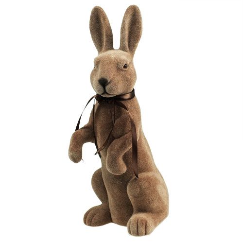 Floristik24 Sitting bunny, brown flocked, H44cm