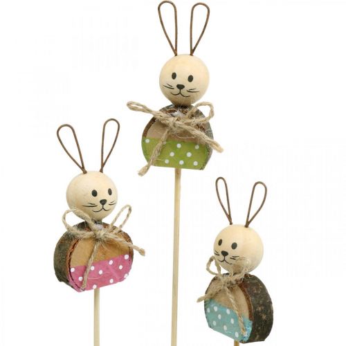 Product Bunny flower stick wood rust decoration Easter bunny on stick 8cm 9pcs