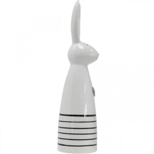 Product Ceramic Bunny Cone White Black Heart Stripes H30cm