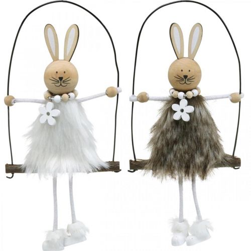Floristik24 Bunny on swing Easter bunny window decoration Easter H26cm set of 2