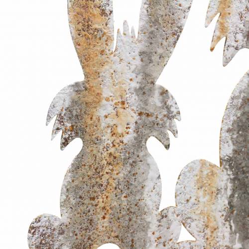 Product Easter decoration bunny with child to stick rust birch look metal 25 × 32cm