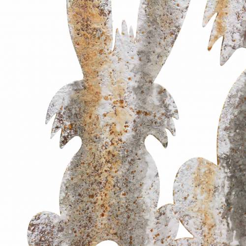 Floristik24 Easter decoration bunny with child to stick rust birch look metal 25 × 32cm