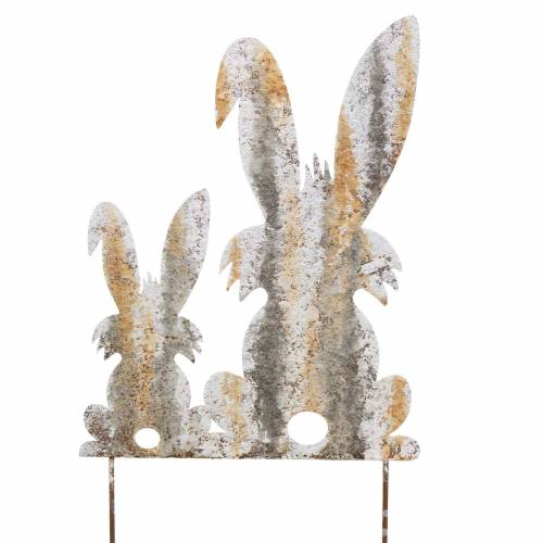 Floristik24 Easter decoration bunny with child to stick rust birch look metal 25 × 32cm