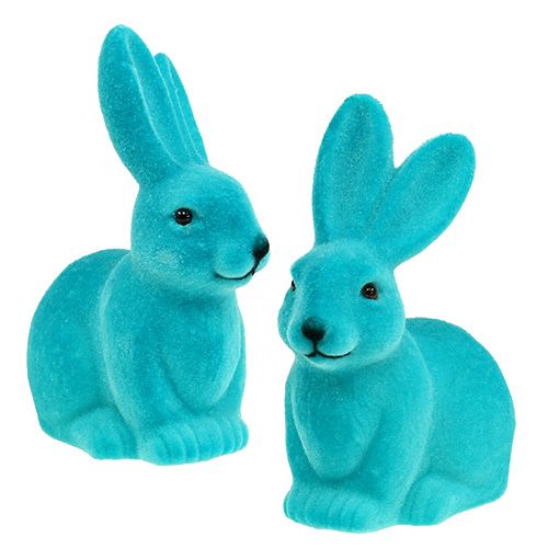 Floristik24 Rabbits turquoise 15.5cm flocked 4pcs