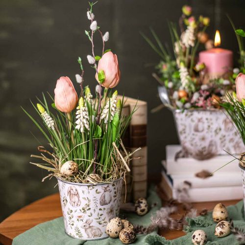 Floristik24 Bunny flowerpot Easter metal cachepot Ø12cm H10.5cm