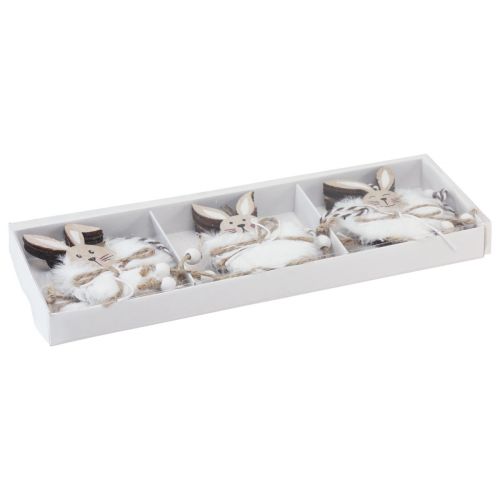 Product Rabbit decoration wooden rabbits for hanging natural white 5cm×12cm 6pcs