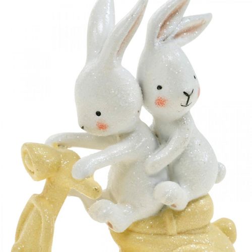 Floristik24 Spring decoration with glitter, bunny on scooter, Easter decoration H9cm L7.5cm 3 pieces