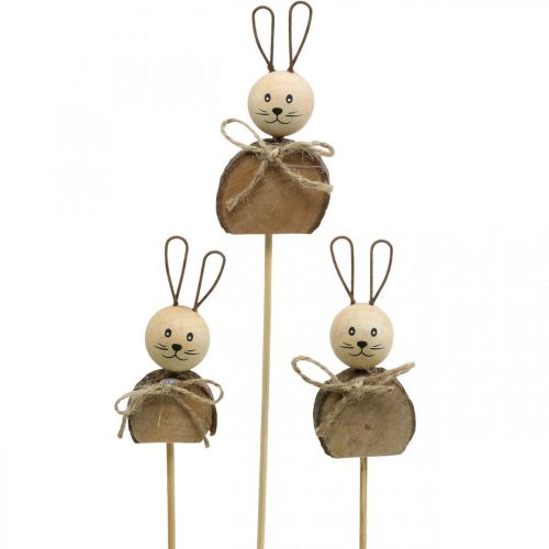 Floristik24 Rabbit flower plug wood rust Easter bunny decoration natural 8cm 8 pcs