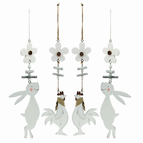 Floristik24 Rabbits and chickens to hang L42cm - 46cm 4pcs
