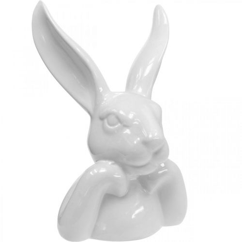 Deco rabbit white, bust rabbit head, ceramic H21cm