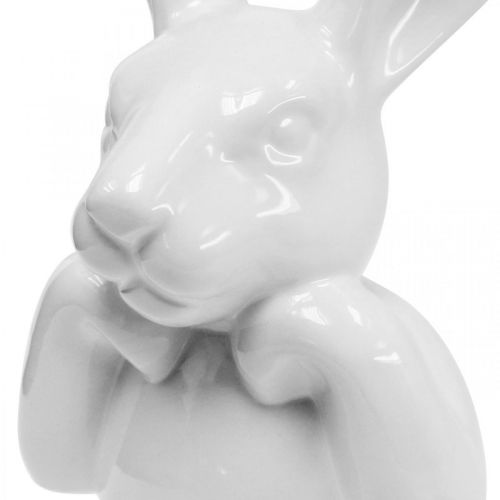 Floristik24 Deco rabbit ceramic white, rabbit bust Easter decoration H17cm 3pcs