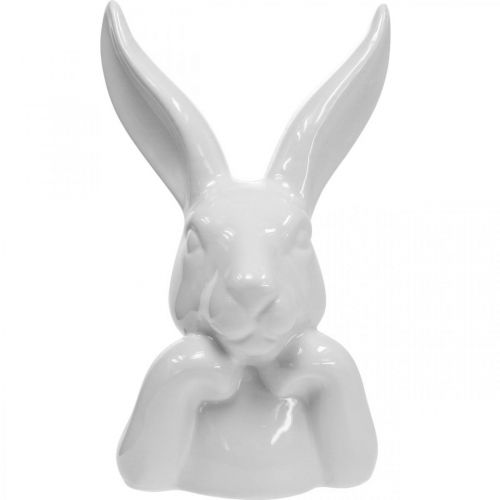 Floristik24 Deco rabbit ceramic white, rabbit bust Easter decoration H17cm 3pcs
