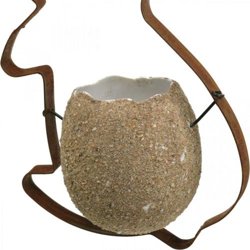 Floristik24 Rabbit decoration for hanging, metal rabbit with egg, eggshell for planting patina 3 pieces