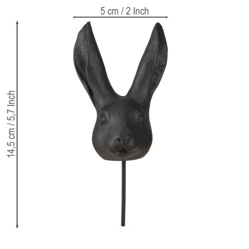 Floristik24 Rabbit head decoration on stick rabbit black matt 10cm 2pcs