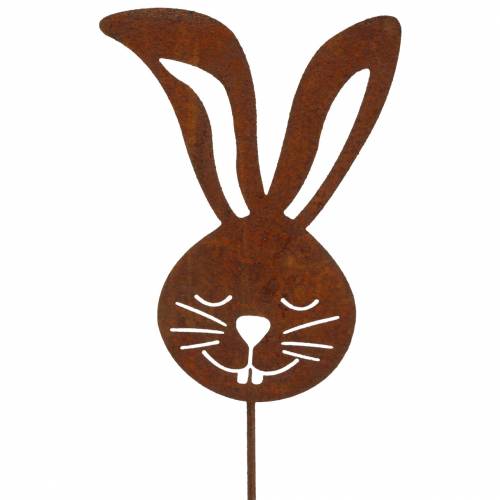Floristik24 Rabbit head on a stick metal grate H45cm garden decoration