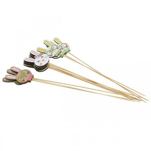 Floristik24 Funny Easter Bunny Decoration Rabbit Head on Stick Flower Decoration 7cm 12 Pcs