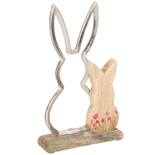 Floristik24 Rabbit mother with child rabbit decoration natural silver 26.5cm