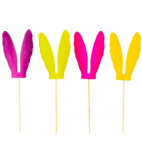 Product Bunny ears flocked Easter decoration on a stick as atmospheric flower picks 31cm 4pcs