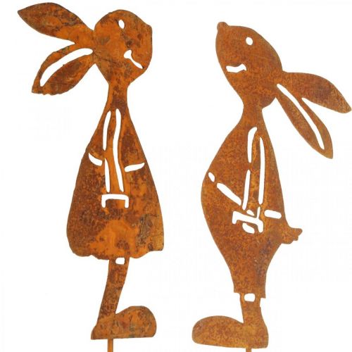 Product Garden decoration rust rabbit decorative plug Easter 8×16cm 2pcs (1pair)