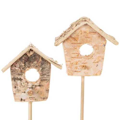 Decorative birdhouse, birch, 5cm, flower stakes, 4 pieces buy online | Floristik24.ie
