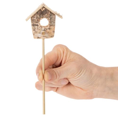 Decorative birdhouse, birch, 5cm, flower stakes, 4 pieces | Floristik24.ie