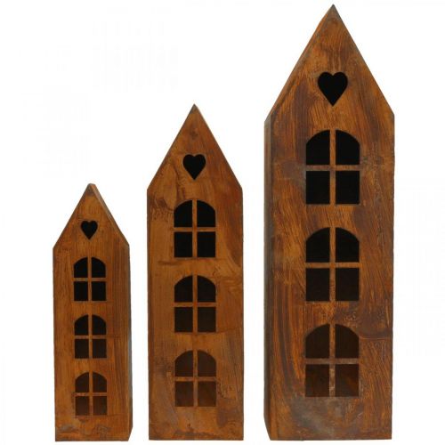 Floristik24 Lantern house metal decoration house window patina set of 3