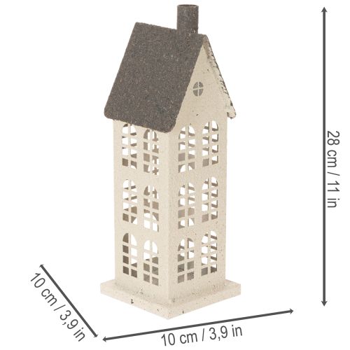 Decorative metal house with windows and fireplace, 28cm | Floristik24.ie