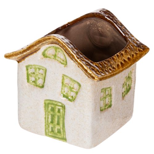 Ceramic house tealight holder, rustic style for a cozy atmosphere, 11cm