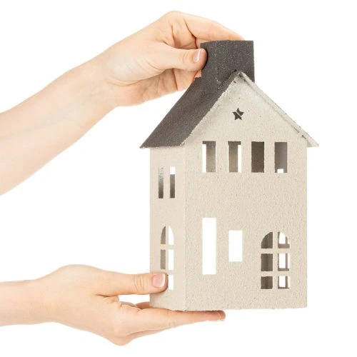 Decorative metal house with chimney and window, 24cm | Floristik24.ie