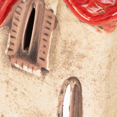 Ceramic house decoration with red roof, light-up house, 15cm, 2 pieces | Floristik24.ie