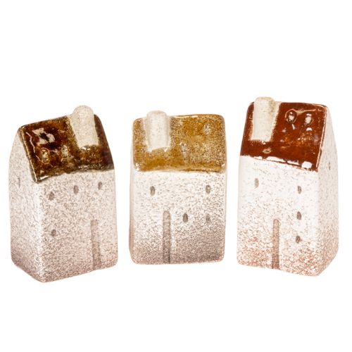 Decorative ceramic miniature houses set, table decoration, 9cm, 3 pieces