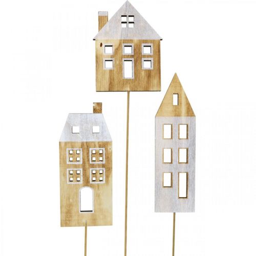 Floristik24 House decoration plug wood nature, white wood decoration H12.5 / 17.5 / 20cm 6pcs