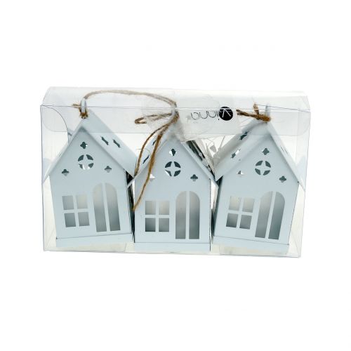 Floristik24 House with lighting white 6cm x 6cm H12cm 3pcs