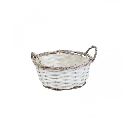 Product Plant basket, basket with handles, decorative basket round white H9.5cm Ø20cm