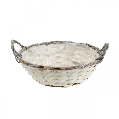 Floristik24 Decorative basket for planting, round planting basket, white H9.5cm, Ø29.5cm