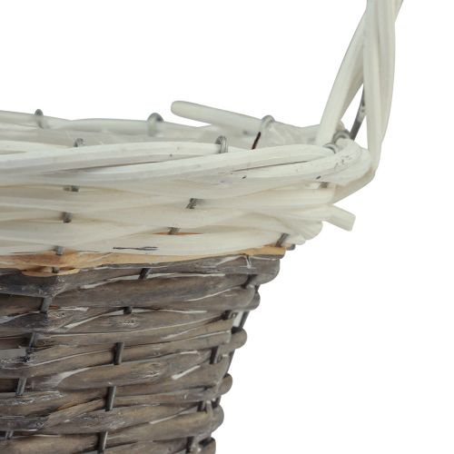 Product Willow basket with handle, grey and white, Ø29cm, gift, flower decoration