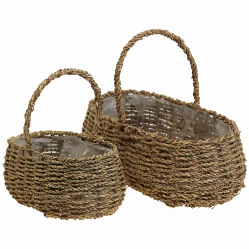 Product Plant basket with handle basket flower basket L23/35cm set of 2