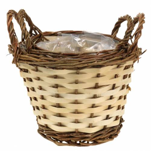 Floristik24 Planter Easter basket with handles round cream, brown Ø15 / 18cm, set of 2