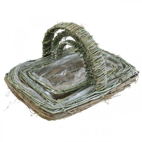 Floristik24 Basket for planting, flower basket, vine twigs Shabby-Chic L42cm / 34cm / 28cm set of 3